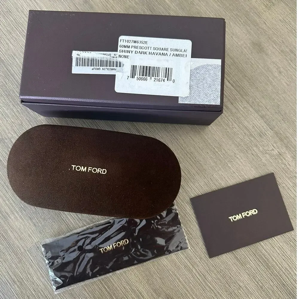 TOM FORD Mens Prescott tortoise shell pilot frame beige lens sunglasses 60mm NWT